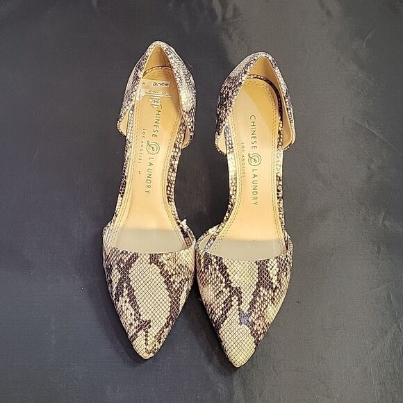 BRAND NEW CHINESE LAUNDRY SNAKESKIN HEEL D'ORSAY POINTED TOE PUMP - Picture 4 of 13